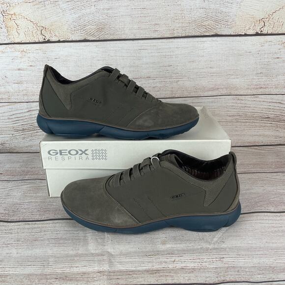 GEOX Respira U Nebula Mens Sz EU 40 US 7 Slip On Shoes Taupe Dk Avio Green - Picture 1 of 11